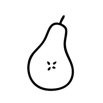 Doodle illustration of a pear in a section. Stock Illustration