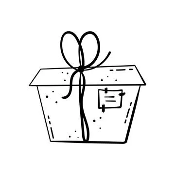 Doodle illustrations of beautiful gift boxes. A gift packed in a beautiful bo Illustrazione stock