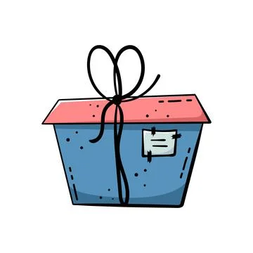 Doodle illustrations of beautiful gift boxes. A gift packed in a beautiful bo Stock Illustration