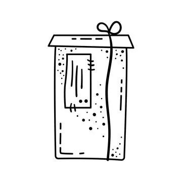 Doodle illustrations of beautiful gift boxes. A gift packed in a beautiful bo Illustrazione stock
