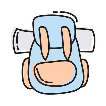 Doodle image of a backpack. Hand-drawn image for print, sticker, web, various Stock Illustration