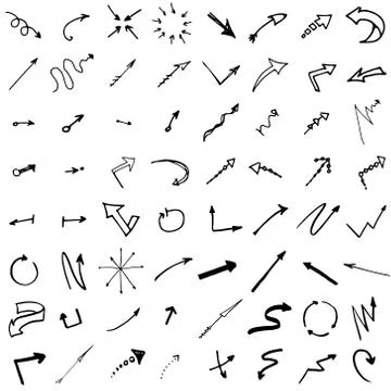 Doodle ink, hand drawn pointers, arrows and other signs. Vector image イラスト素材
