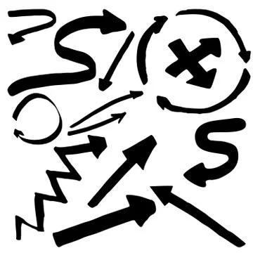 Doodle ink, hand drawn pointers, arrows and other signs. Vector image イラスト素材
