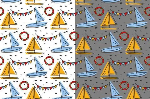 Doodle ink line seamless pattern. Hand drawn cartoon style design illustration Stock Illustration