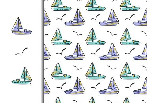 Doodle ink line seamless pattern. Hand drawn cartoon style design illustration Stock Illustration
