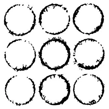 Doodle ink round frames. Circle label. Grunge borders background. Vector Stock Illustration