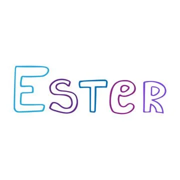 Doodle inscription Easter by line art. Hand drawn vector illustration. Simple Stock Illustration