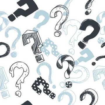 Doodle interrogation marks vector seamlles background. Endless pattern with Stock Illustration