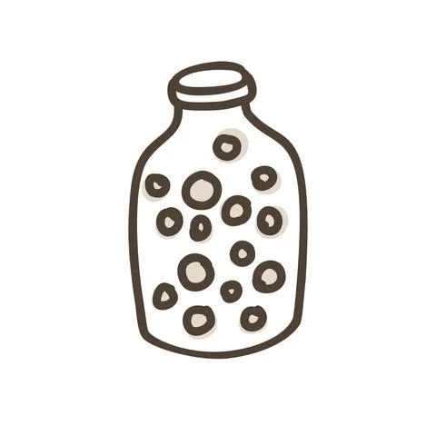 Doodle jar vector icon isolated on white background Stock Illustration