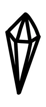 Doodle jewel. Vector icon of diamond shape isolated on a white. Hand drawn line Stock Illustration