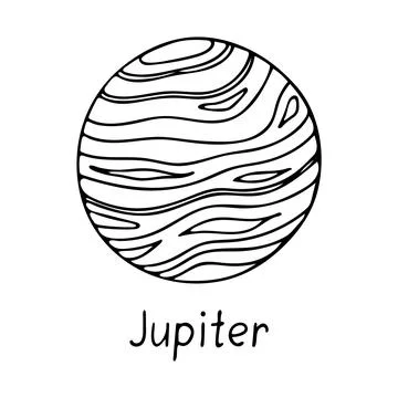 Doodle of Jupiter isolated on white background. Stock Illustration