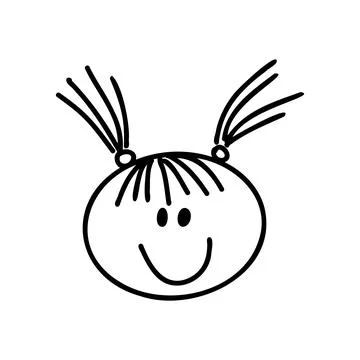 Doodle kid, outline cartoon vector drawing child vector Stock Illustration