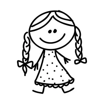 Doodle kid, outline cartoon vector drawing child vector Stock Illustration