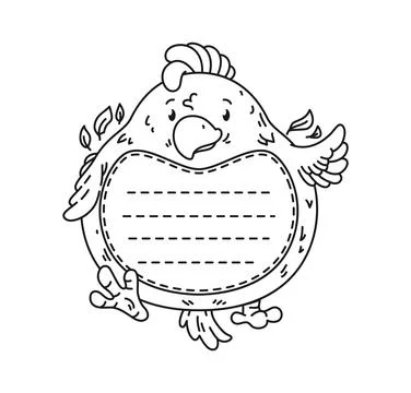Doodle kids memo note frame of chick character Illustration