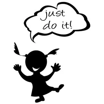 Doodle kids with speech bubble with message just do it Illustrazione stock