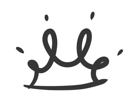 Doodle king queen crown. Hand drawn logo black set. Vector kingdom sketch Stock Illustration