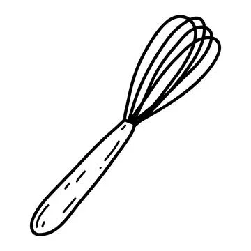 Doodle kitchen whisk. Vector illustration of beater icon, kitchenware, culina Stock Illustration