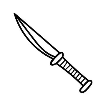 Doodle knife. Kitchen tool. Hand drawing vector illustration with black line. Stock Illustration