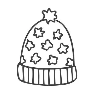 Doodle knitted hat with blots pattern. Stock Illustration