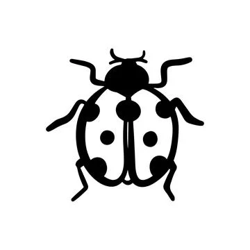 Doodle ladybug illustration isolated on a white background. Simple black ou.. Stock Illustration