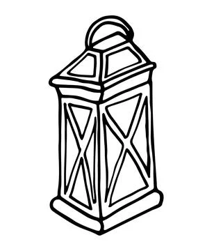 Doodle lantern. Simple line drawing of an illuminating object.Trendy doodle. Stock Illustration
