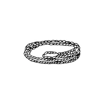 Doodle lasso isolated on white background. Hand-drawn nautical rope. Stock Illustration