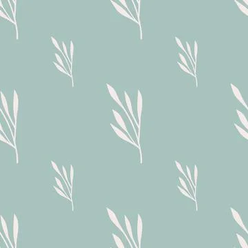 Doodle leaf silhouettes seamless pattern in hand drawn style. イラスト素材