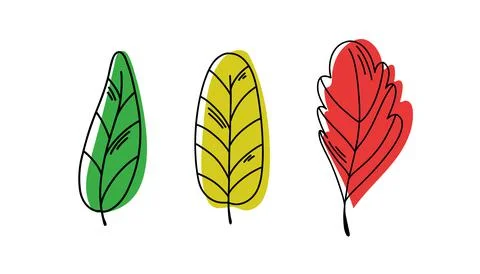 Doodle leaves vector set Stock Illustration