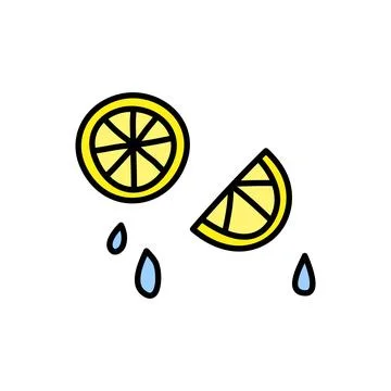 Doodle lemon fruit slices. Illustrazione stock