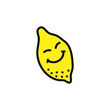 Doodle lemon with smiling face. Illustrazione stock