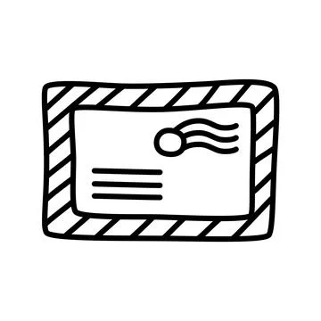 Doodle letter envelope icon hand drawn with thin line in minimalistic style Stock Illustration
