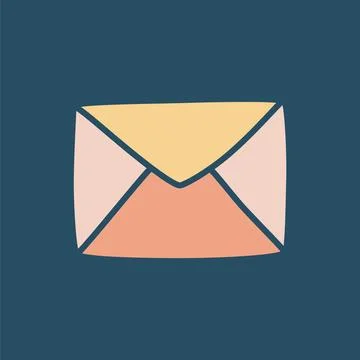 Doodle letter envelope icon or logo, hand drawn with thin black line Stock Illustration