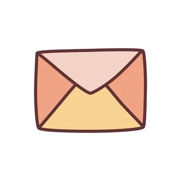 Doodle letter envelope icon or logo, hand drawn with thin black line Stock Illustration
