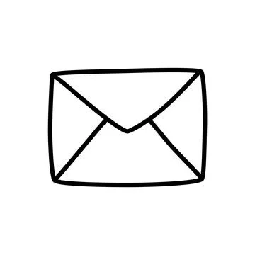 Doodle letter envelope icon or logo, hand drawn with thin black line Stock Illustration