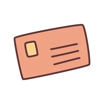 Doodle letter envelope icon or logo, hand drawn with thin black line Stock Illustration