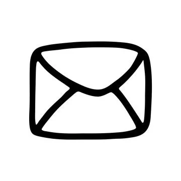 Doodle letter envelope icon or logo, hand drawn with thin black line Illustrazione stock
