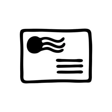 Doodle letter envelope icon or logo, hand drawn with black line Illustrazione stock