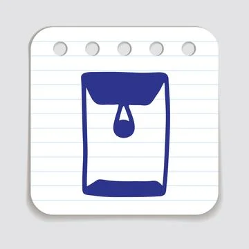 Doodle letter, open end button string envelope hand drawn with thin black line Stock Illustration
