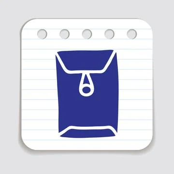 Doodle letter, open end button string envelope hand drawn in flat style Stock Illustration