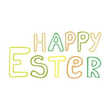 Doodle lettering Happy Easter line art. Hand drawn vector illustration. Simpl Stock Illustration