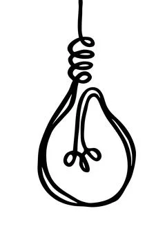 Doodle light bulb hand drawn with felt pen brush Stock Illustration
