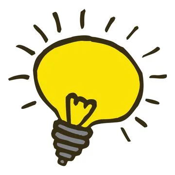 Doodle light bulb icon, hand drawn with thin black line Stock Illustration
