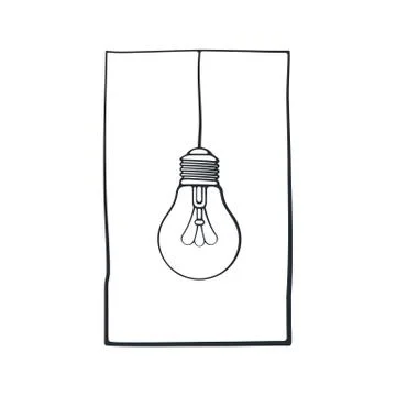 Doodle of light bulb on the wire in a frame Stock Illustration