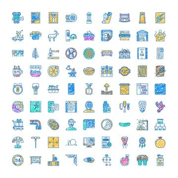 Doodle line art drawing collection of diverse icons Stock Illustration