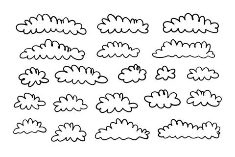 Doodle line cloud hand drawn in the sky Stock Illustration