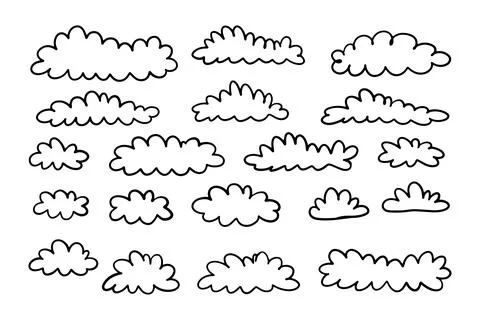 Doodle line cloud hand drawn in the sky Stock Illustration