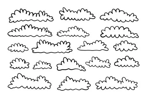 Doodle line cloud hand drawn in the sky Stock Illustration