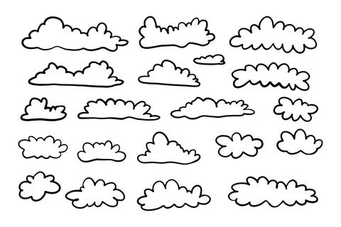 Doodle line cloud hand drawn in the sky Stock Illustration