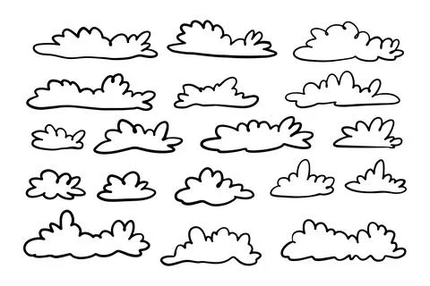 Doodle line cloud hand drawn in the sky Stock Illustration