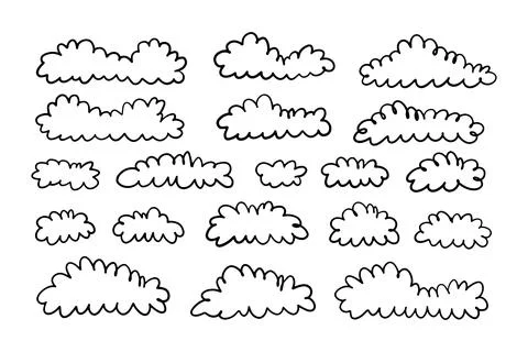 Doodle line cloud hand drawn in the sky Stock Illustration